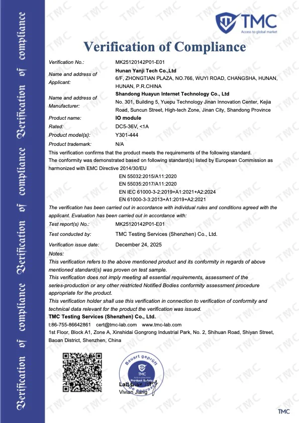 Verification of Compliance